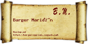 Barger Marián névjegykártya